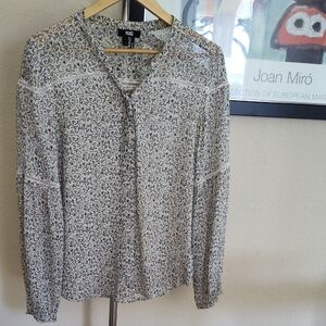 PAIGE Silk Patterned Blouse, Size L